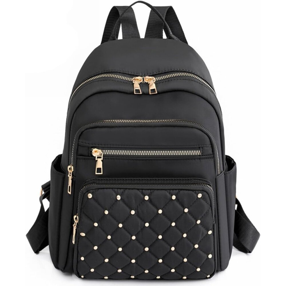 Mini Nylon Backpack for Women Lightweight Travel Purse G Black Small Trendy Bag